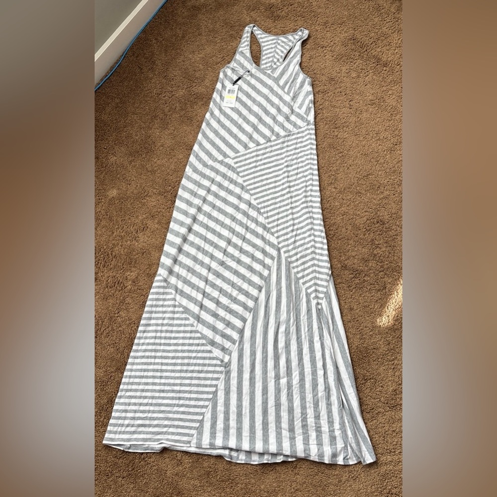 NWT Calvin Klein Performance Sleeveless Quick Dry Maxi Long Striped Dress sz M